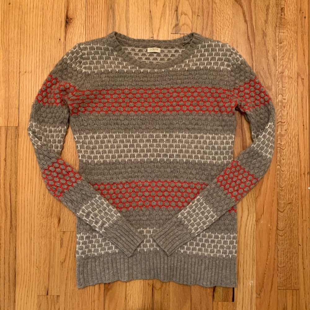 J.Crew Factory Tan and Red Sweater